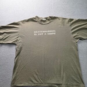 Vintage Tee Jays Skateboarding Is Not A Crime T-Shirt XL Olive Green 90s Skate